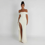 Women's Off Shoulder High Split Maxi Dress