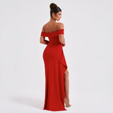 Women's Off Shoulder High Split Maxi Dress