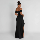 Women's Off Shoulder High Split Maxi Dress