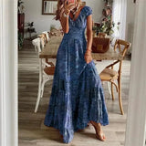 Printed V-Neck Maxi Dress
