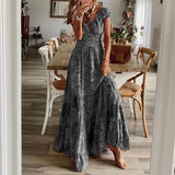 Printed V-Neck Maxi Dress