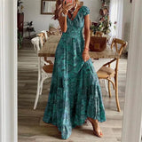 Printed V-Neck Maxi Dress