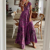 Printed V-Neck Maxi Dress