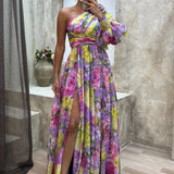 One-Shoulder Floral Maxi Dress
