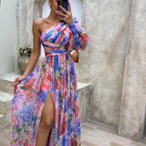 One-Shoulder Floral Maxi Dress