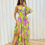 One-Shoulder Floral Maxi Dress
