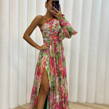 One-Shoulder Floral Maxi Dress