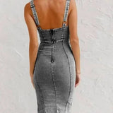 Denim Bodycon Midi Dress