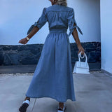Belted Chambray Maxi Dress