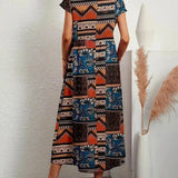 Printed Cap Sleeve Midi Dress