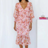 Floral V-Neck Midi Dress