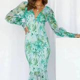 Floral V-Neck Midi Dress