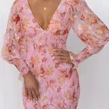 Floral V-Neck Midi Dress