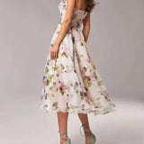Floral Strapless Midi Dress