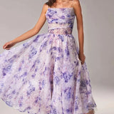 Floral Strapless Midi Dress