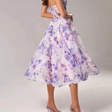 Floral Strapless Midi Dress