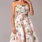 Floral Strapless Midi Dress
