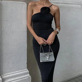 One-Shoulder Bodycon Midi Dress