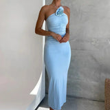 One-Shoulder Bodycon Midi Dress