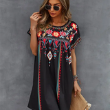 Bohemian Embroidered Swing Dress