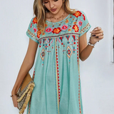 Bohemian Embroidered Swing Dress