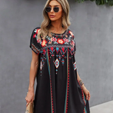 Bohemian Embroidered Swing Dress