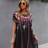 Bohemian Embroidered Swing Dress