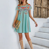 Bohemian Embroidered Swing Dress