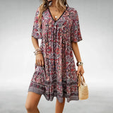 Bohemian Printed Tiered Mini Dress