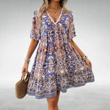 Bohemian Printed Tiered Mini Dress