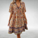 Bohemian Printed Tiered Mini Dress