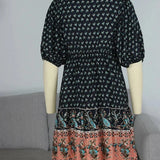Bohemian Printed V-Neck Mini Dress