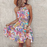 Printed Halter Mini Dress