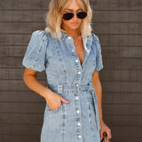 Denim Button Front Mini Dress