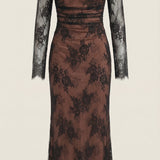 Women's Floral Mesh Maxi Dress