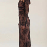 Women's Floral Mesh Maxi Dress