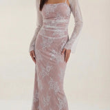 Women's Floral Mesh Maxi Dress