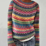 Women's Patterned Fair Isle Boat Neck Sweater