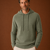 Men's Long Sleeve Hooded Knit Drawstring Sweater
