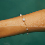 Adjustable Gold-Tone Pearl Chain Bracelet
