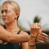 Adjustable Gold-Tone Pearl Chain Bracelet