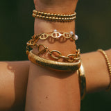 Adjustable Gold-Tone Pearl Chain Bracelet