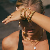 Adjustable Gold-Tone Pearl Chain Bracelet