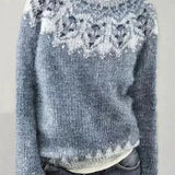 Women's Patterned Fair Isle Boat Neck Sweater
