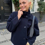 Women's Tailored Wool Button-Front Jacket