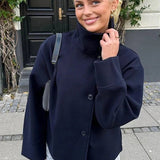 Women's Tailored Wool Button-Front Jacket