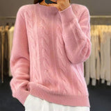 Women's Long-Sleeve Cable Knit Wool Sweater