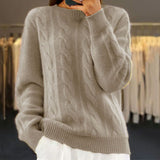Women's Long-Sleeve Cable Knit Wool Sweater
