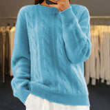 Women's Long-Sleeve Cable Knit Wool Sweater
