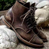 Men's Vintage Leather Lace-Up Boots, Rubber Sole
